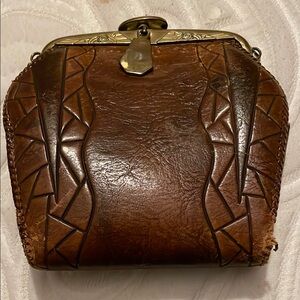 Vintage Brown Leather Clutch
